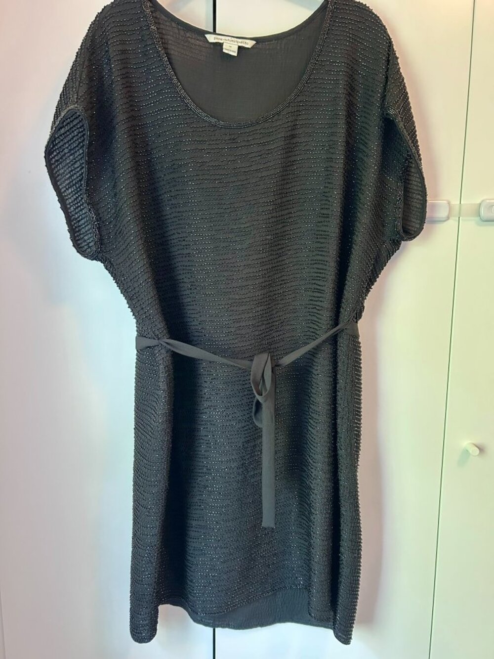 Diane Von Furstenberg Black Beaded Cocktail Dress
